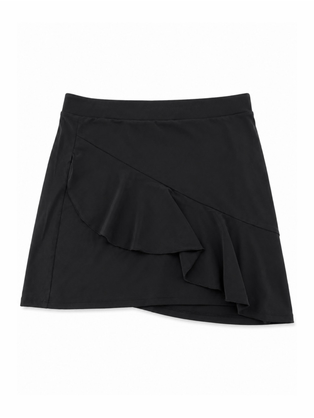 Black Ruffle Mini Skirt Cotton